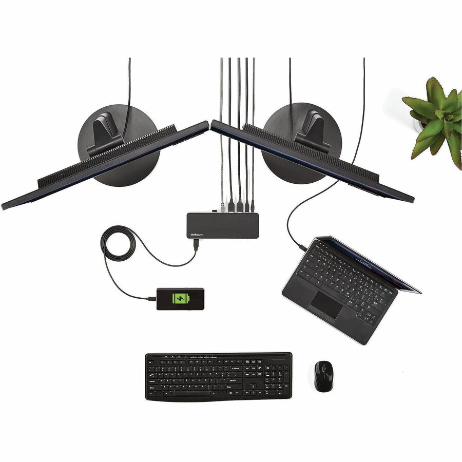 Alternate-Image4 Image for StarTech.com Dual Monitor USB C Docking Station w/ 60W Power Delivery - USB 3.1 Gen 1 Type C to HDMI or DVI - 5x USB - Windows Laptop Dock