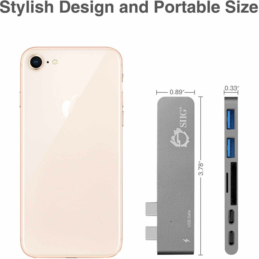 Alternate-Image4 Image for SIIG Thunderbolt 3 USB-C Hub with Card Reader & PD Adapter - Space Gray