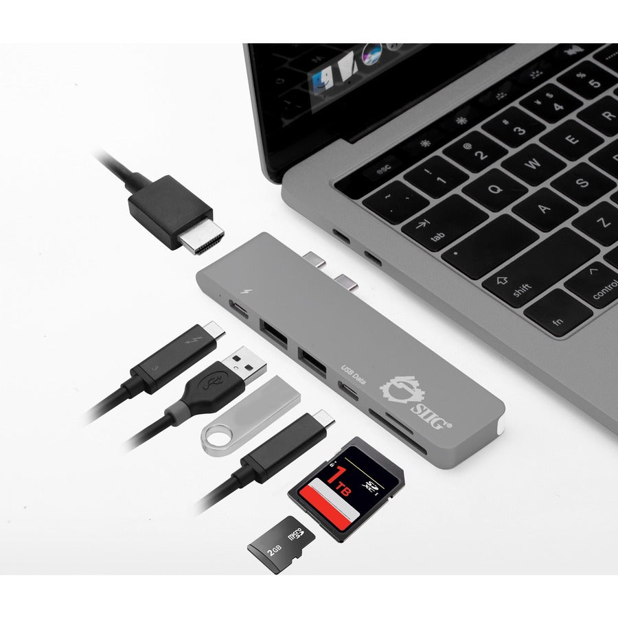 Alternate-Image3 Image for SIIG Thunderbolt 3 USB-C Hub HDMI with Card Reader & PD Adapter - Space Gray