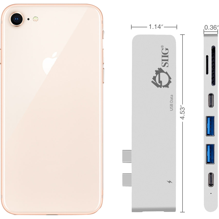 Alternate-Image4 Image for SIIG Thunderbolt 3 USB-C Hub HDMI with Card Reader & PD Adapter - Space Gray