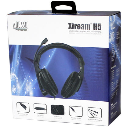 Alternate-Image8 Image for Adesso Xtream H5 - 3.5mm Stereo Headset with Microphone - Noise Cancelling - Wired- Lightweight
