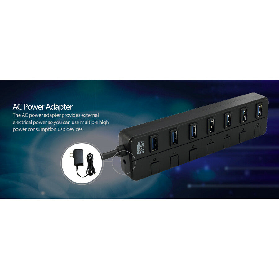 Alternate-Image10 Image for Adesso 7-ports USB 3.0 Hub with 5V2A Power Adaptor