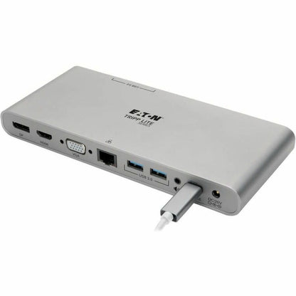 Alternate-Image3 Image for Eaton Tripp Lite Series USB-C Dock, Triple Display - 4K HDMI/DisplayPort, VGA, USB 3.x (5Gbps), USB-A/C Hub Ports, GbE, 100W PD Charging - Thunderbolt 3, Silver