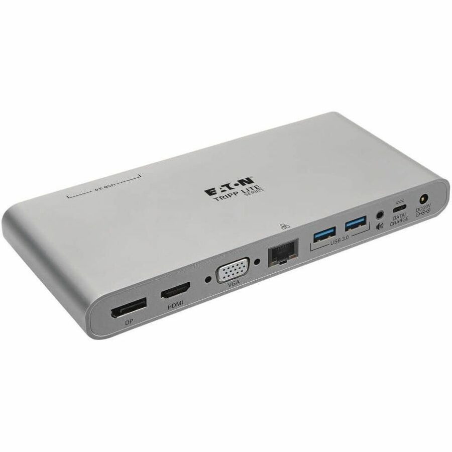 Main Image for Eaton Tripp Lite Series USB-C Dock, Triple Display - 4K HDMI/DisplayPort, VGA, USB 3.x (5Gbps), USB-A/C Hub Ports, GbE, 100W PD Charging - Thunderbolt 3, Silver