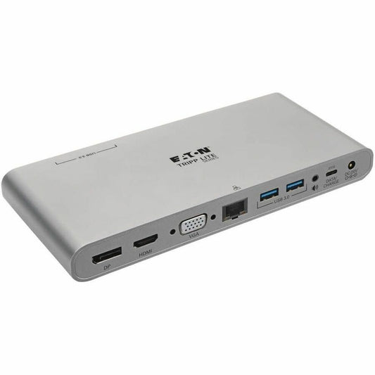 Main Image for Eaton Tripp Lite Series USB-C Dock, Triple Display - 4K HDMI/DisplayPort, VGA, USB 3.x (5Gbps), USB-A/C Hub Ports, GbE, 100W PD Charging - Thunderbolt 3, Silver