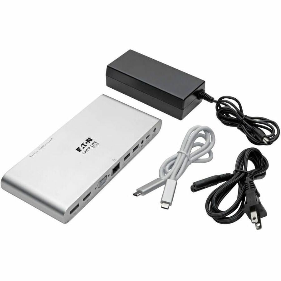 Alternate-Image9 Image for Eaton Tripp Lite Series USB-C Dock, Triple Display - 4K HDMI/DisplayPort, VGA, USB 3.x (5Gbps), USB-A/C Hub Ports, GbE, 100W PD Charging - Thunderbolt 3, Silver