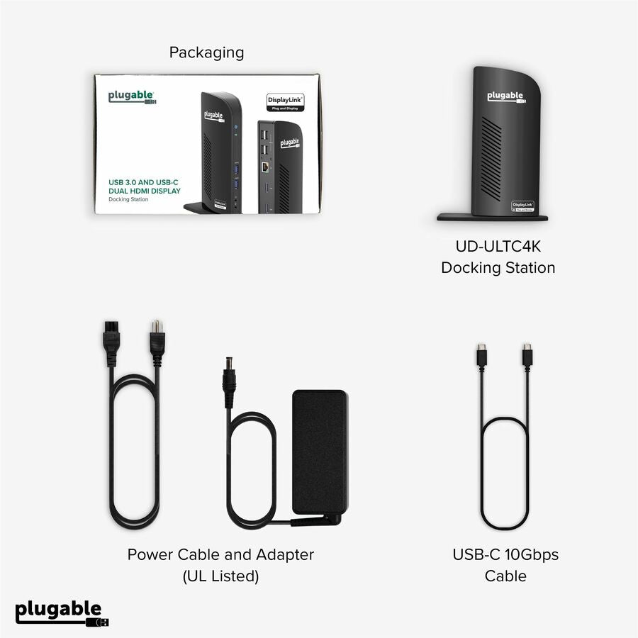 Alternate-Image5 Image for Plugable 4K USB C Docking Station Triple Monitor with 100W Power Delivery, USB C Dock for Thunderbolt 3/4, and USB-C Windows and Mac