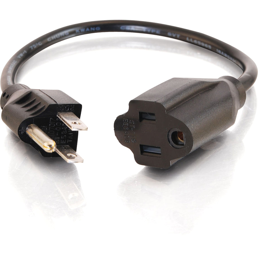 Alternate-Image3 Image for C2G 1ft Power Extension Cord - 18 AWG - Outlet Saving Cord