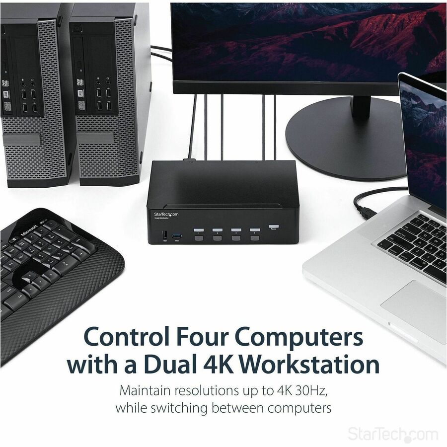 Alternate-Image1 Image for StarTech.com 4 Port HDMI KVM Switch - 4K 30Hz - Dual Display