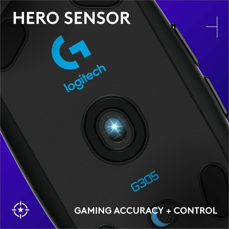 Alternate-Image1 Image for Logitech G305 LIGHTSPEED Wireless Gaming Mouse, HERO Sensor, 12,000 DPI, 6 Programmable Buttons, Black