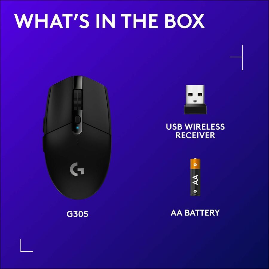 Alternate-Image8 Image for Logitech G305 LIGHTSPEED Wireless Gaming Mouse, HERO Sensor, 12,000 DPI, 6 Programmable Buttons, Black