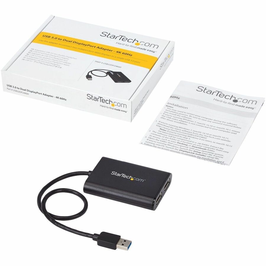 Alternate-Image6 Image for StarTech.com USB to Dual DisplayPort Adapter - 4K 60Hz - USB 3.0 5Gbps - USB Dual Monitor Adapter - Dual DisplayPort Adapter - DisplayLink Certified
