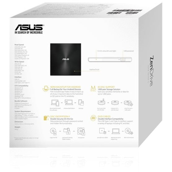 Alternate-Image2 Image for Asus ZenDrive SDRW-08U9M-U DVD-Writer - External - Black