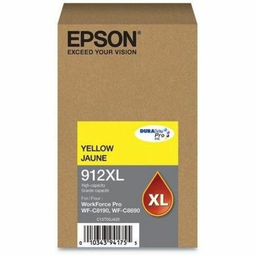 Main Image for Epson DURABrite Pro 912XL Original High Yield Inkjet Ink Cartridge - Yellow Pack