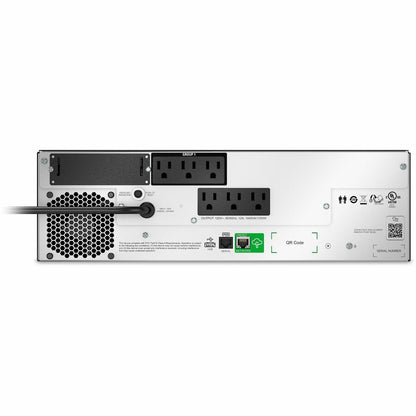 Rear Image for APC Smart-UPS, Line Interactive, 1500VA, Lithium-ion, Rackmount 3U, 120V, 6x NEMA 5-15R outlets, SmartConnect Port+SmartSlot, Short Depth, AVR, LCD