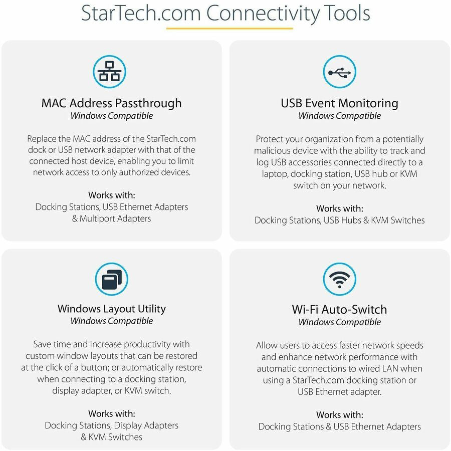 Alternate-Image5 Image for StarTech.com Thunderbolt 3 Dock, Dual 4K 60Hz Monitor TB3 Docking Station with DisplayPort, HDMI & 1080p VGA, 85W Power Delivery, TAA