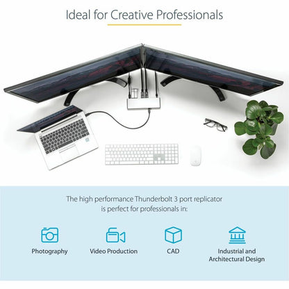 Alternate-Image4 Image for StarTech.com Thunderbolt 3 Dock, Dual 4K 60Hz Monitor TB3 Docking Station with DisplayPort, HDMI & 1080p VGA, 85W Power Delivery, TAA