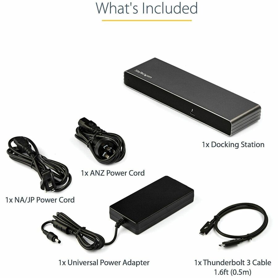 Alternate-Image6 Image for StarTech.com Thunderbolt 3 Dock, Dual 4K 60Hz Monitor TB3 Docking Station with DisplayPort, HDMI & 1080p VGA, 85W Power Delivery, TAA