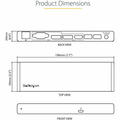 Alternate-Image7 Image for StarTech.com Thunderbolt 3 Dock, Dual 4K 60Hz Monitor TB3 Docking Station with DisplayPort, HDMI & 1080p VGA, 85W Power Delivery, TAA
