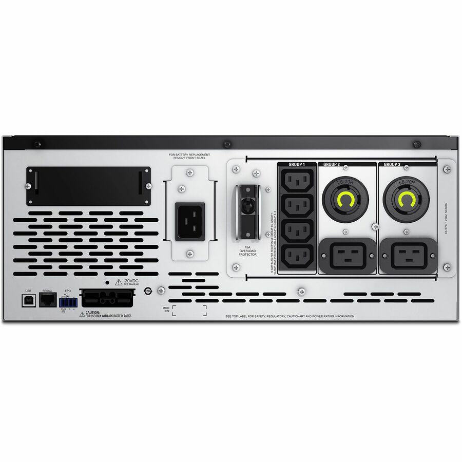 Rear Image for APC Smart-UPS X, Line Interactive,3kVA,Rack/tower convert 4U,208V,2x L6-20R NEMA+4x C13 IEC+2x C19 IEC, SmartSlot,Extended runtime,Short depth [TAA]
