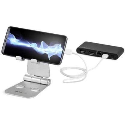 Alternate-Image1 Image for StarTech Phone and Tablet Stand - Foldable Universal Mobile Device Holder - Smartphones/Tablets - Adjustable Cell Phone Stand for Desk