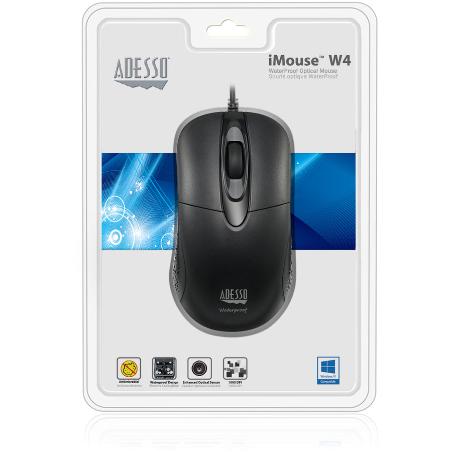 Alternate-Image2 Image for Adesso iMouse W4 Waterproof Antimicrobial Optical Mouse