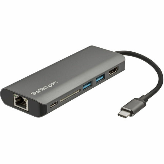 Main Image for StarTech.com USB C Multiport Adapter - USB Type-C Travel Dock to 4K HDMI, 3x USB Hub, SD, GbE, 60W PD 3.0 Pass-Through - Mini Laptop Dock