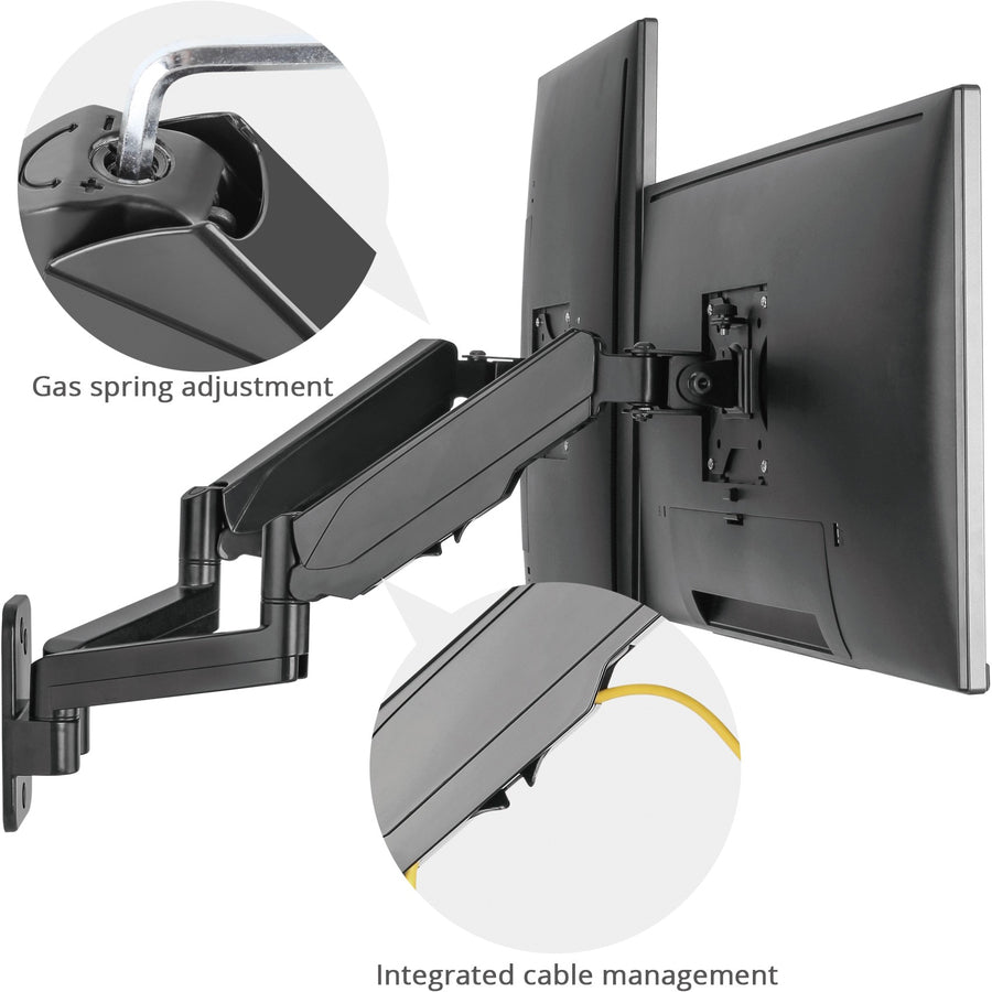 Alternate-Image2 Image for SIIG High Premium Aluminum Gas Spring Wall Mount - Dual Monitor 17" to 32"