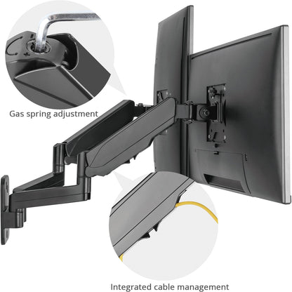 Alternate-Image2 Image for SIIG High Premium Aluminum Gas Spring Wall Mount - Dual Monitor 17" to 32"