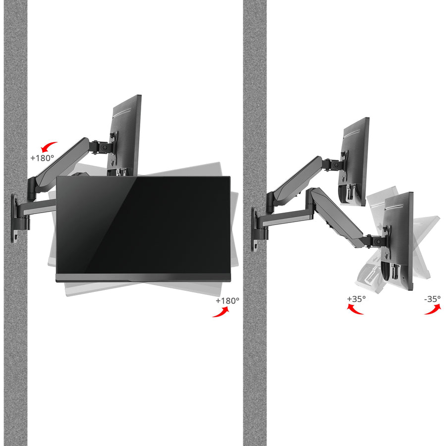 Alternate-Image3 Image for SIIG High Premium Aluminum Gas Spring Wall Mount - Dual Monitor 17" to 32"