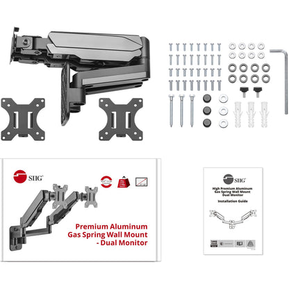 Alternate-Image1 Image for SIIG High Premium Aluminum Gas Spring Wall Mount - Dual Monitor 17" to 32"