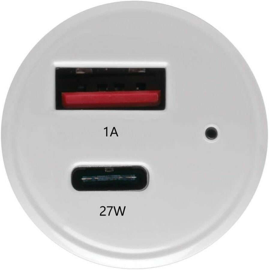 Alternate-Image2 Image for Eaton Tripp Lite Series Dual-Port USB Car Charger with PD Charging - USB Type C (27W) & USB Type A (5V 1A/5W), UL 2089
