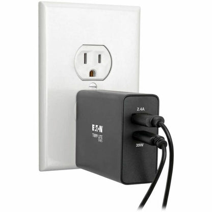 Alternate-Image2 Image for Eaton Tripp Lite Series Dual-Port USB Wall Charger with PD Charging - USB-C (39W) & USB-A (5V 2.4A/12W)