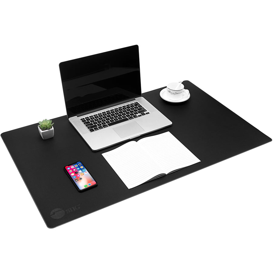 Alternate-Image2 Image for SIIG Large Artificial Leather Smooth Desk Mat Protector - Black