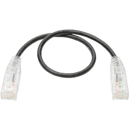 Alternate-Image1 Image for Eaton Tripp Lite Series Cat6 Gigabit Snagless Slim UTP Ethernet Cable (RJ45 M/M), PoE, Black, 1 ft. (0.31 m)