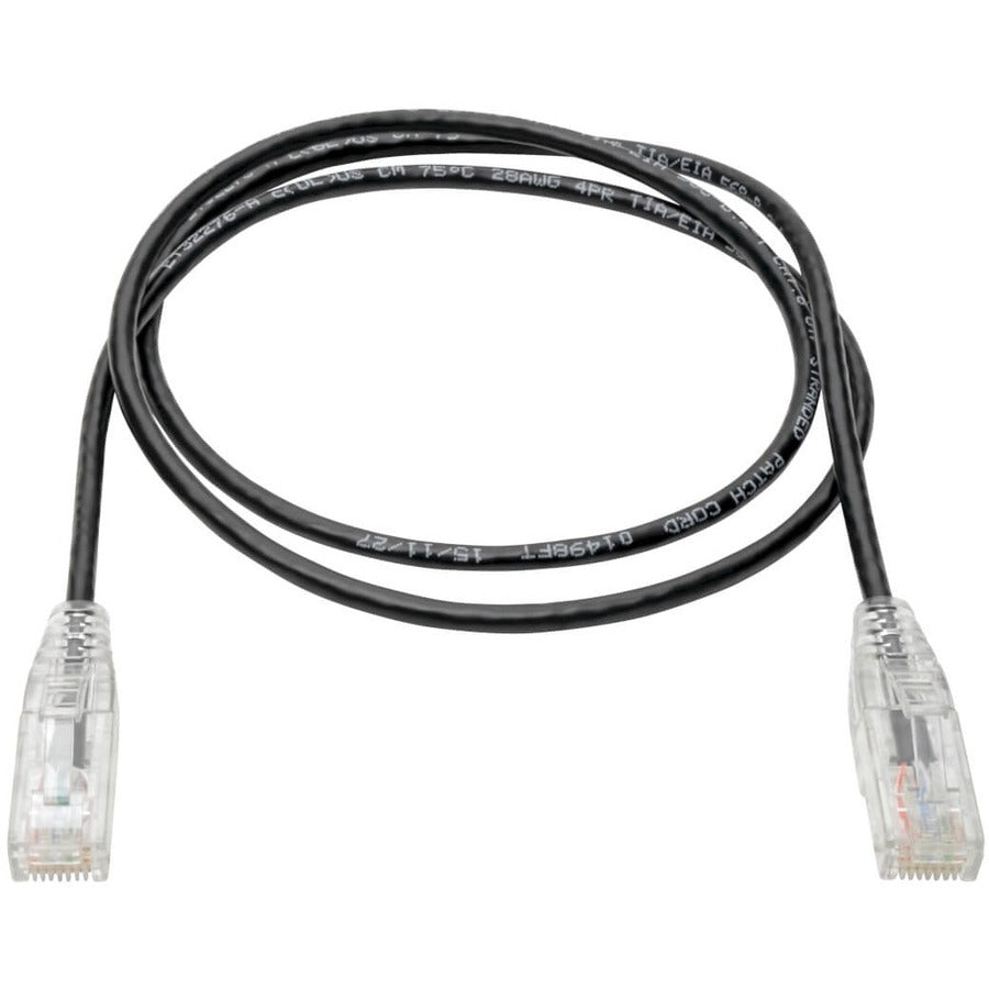 Alternate-Image1 Image for Eaton Tripp Lite Series Cat6 Gigabit Snagless Slim UTP Ethernet Cable (RJ45 M/M), PoE, Black, 2 ft. (0.61 m)