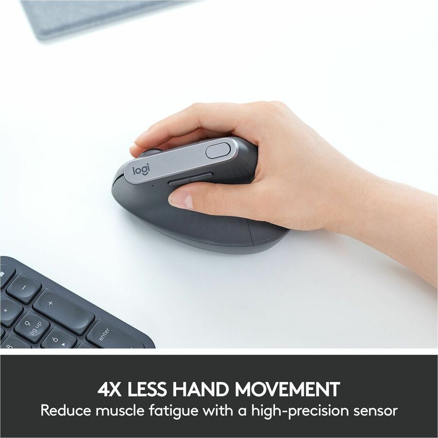 Alternate-Image4 Image for Logitech MX Vertical Wireless Mouse - Ergonomic Design Reduces Muscle Strain, Rechargeable, Graphite
