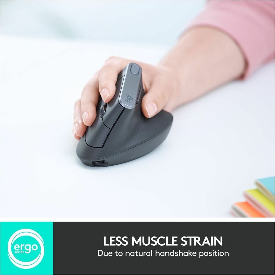 Alternate-Image1 Image for Logitech MX Vertical Wireless Mouse - Ergonomic Design Reduces Muscle Strain, Rechargeable, Graphite