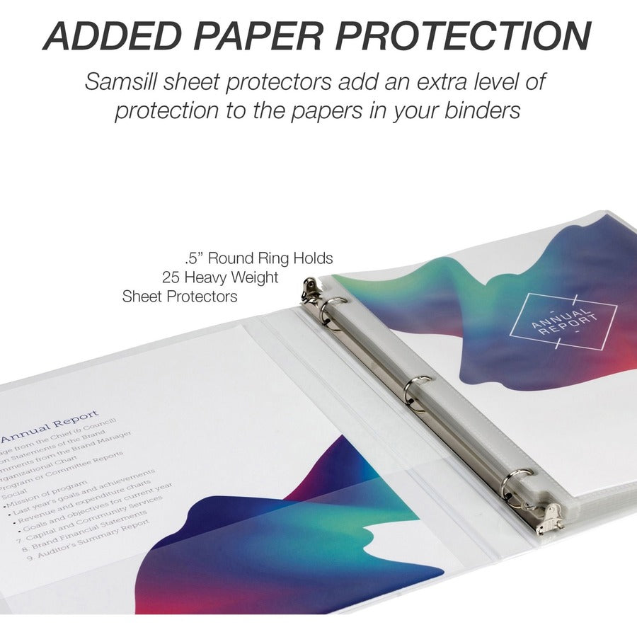 Alternate-Image2 Image for Samsill Economy 0.5 Inch 3 Ring Binder, Made in the USA, Round Ring Binder, Non-Stick Customizable Cover, White, 12 Pack (I08517C)