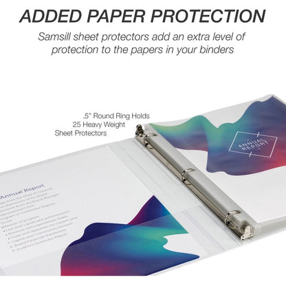 Alternate-Image2 Image for Samsill Economy 0.5 Inch 3 Ring Binder, Made in the USA, Round Ring Binder, Non-Stick Customizable Cover, White, 12 Pack (I08517C)