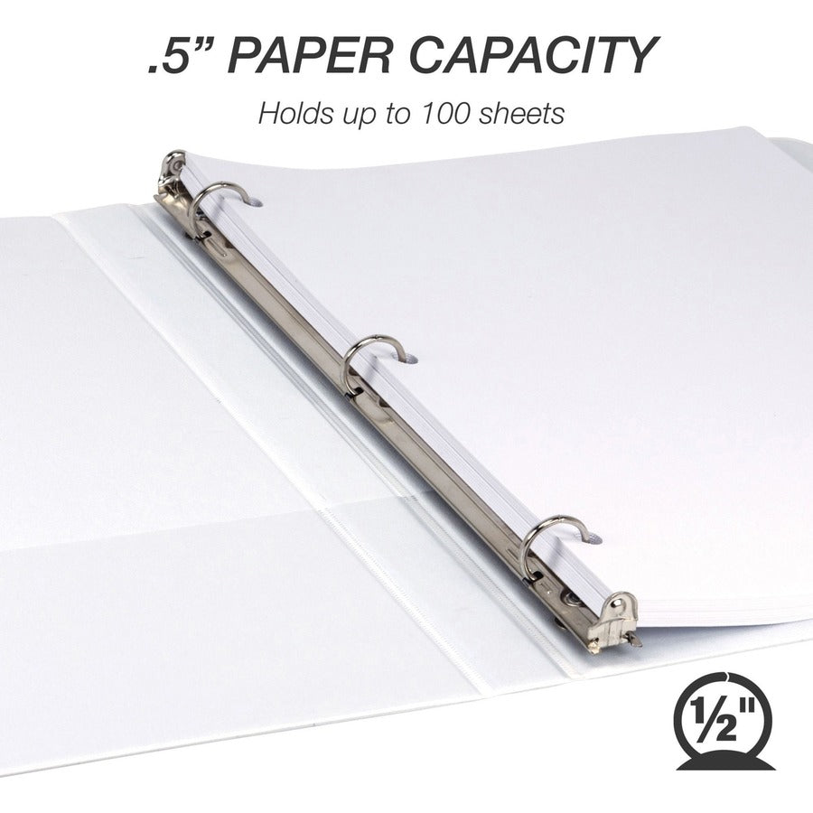 Alternate-Image6 Image for Samsill Economy 0.5 Inch 3 Ring Binder, Made in the USA, Round Ring Binder, Non-Stick Customizable Cover, White, 12 Pack (I08517C)