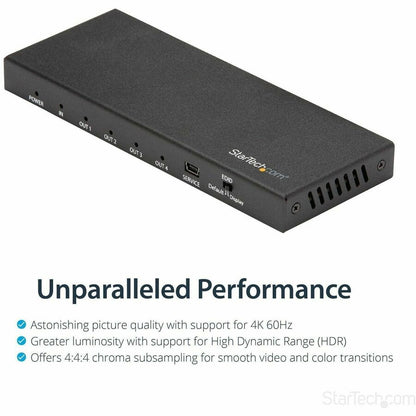 Alternate-Image2 Image for StarTech.com 4 Port HDMI Splitter - 4K 60Hz - 1x4 Way HDMI 2.0 Splitter - HDR - ST124HD202