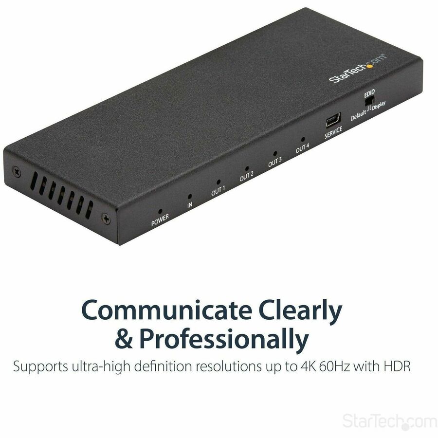 Alternate-Image3 Image for StarTech.com 4 Port HDMI Splitter - 4K 60Hz - 1x4 Way HDMI 2.0 Splitter - HDR - ST124HD202