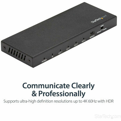 Alternate-Image3 Image for StarTech.com 4 Port HDMI Splitter - 4K 60Hz - 1x4 Way HDMI 2.0 Splitter - HDR - ST124HD202