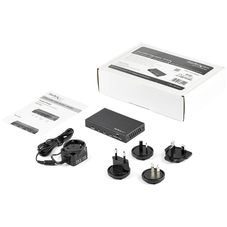 Alternate-Image1 Image for StarTech.com 2 Port HDMI Splitter - 4K 60Hz - 1x2 Way HDMI 2.0 Splitter - HDR - ST122HD202