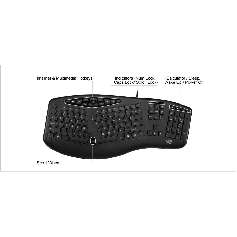 Alternate-Image6 Image for Adesso TruForm Ergonomic Desktop Keyboard
