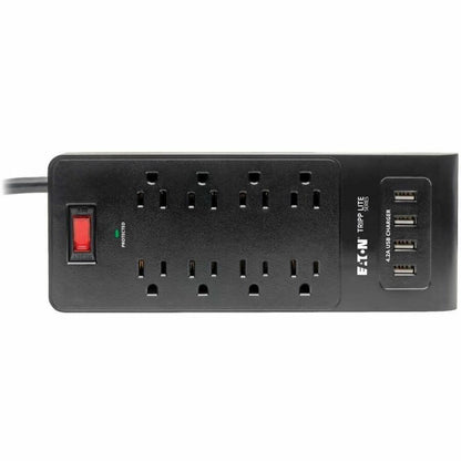 Alternate-Image2 Image for Eaton Tripp Lite Series 8-Outlet Surge Protector with 4 USB Ports (4.2A Shared) - 6 ft. (1.83 m) Cord, 1800 Joules, Black