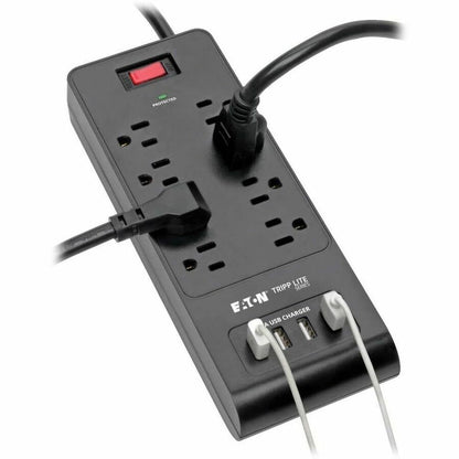 Alternate-Image1 Image for Eaton Tripp Lite Series 8-Outlet Surge Protector with 4 USB Ports (4.2A Shared) - 6 ft. (1.83 m) Cord, 1800 Joules, Black
