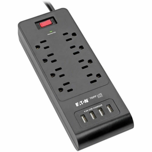 Main Image for Eaton Tripp Lite Series 8-Outlet Surge Protector with 4 USB Ports (4.2A Shared) - 6 ft. (1.83 m) Cord, 1800 Joules, Black