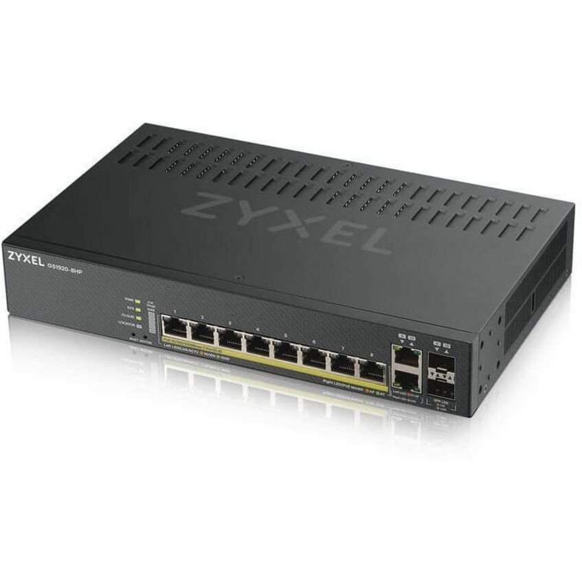 Alternate-Image3 Image for ZYXEL GS1920-8HPv2 8-Port Gigabit Smart Nebula Cloud Managed PoE Switch | 8 PoE+ Ports at 130W with 2 SFP Uplinks